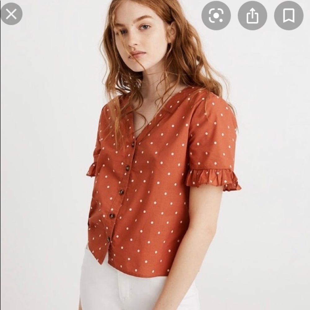 Madewell Village Ruffle Sleeve Polka Dot Top